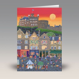 Card: 'Sunset Shopping, Grassmarket' by Lynn Hanley
